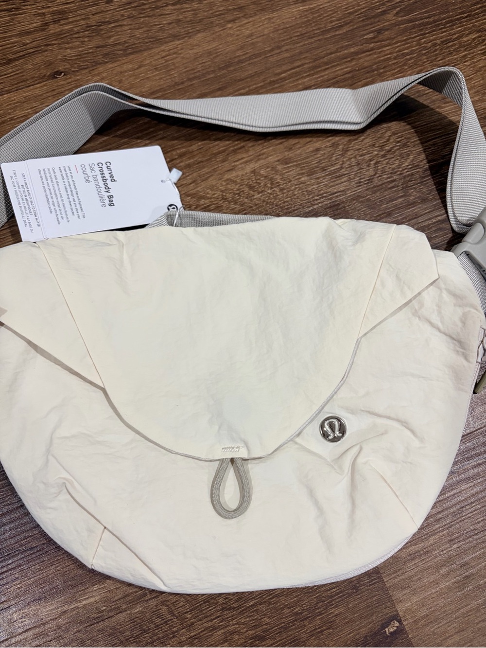 lululemon athletica Cream Crossbody Messenger Bag with Gray Strap